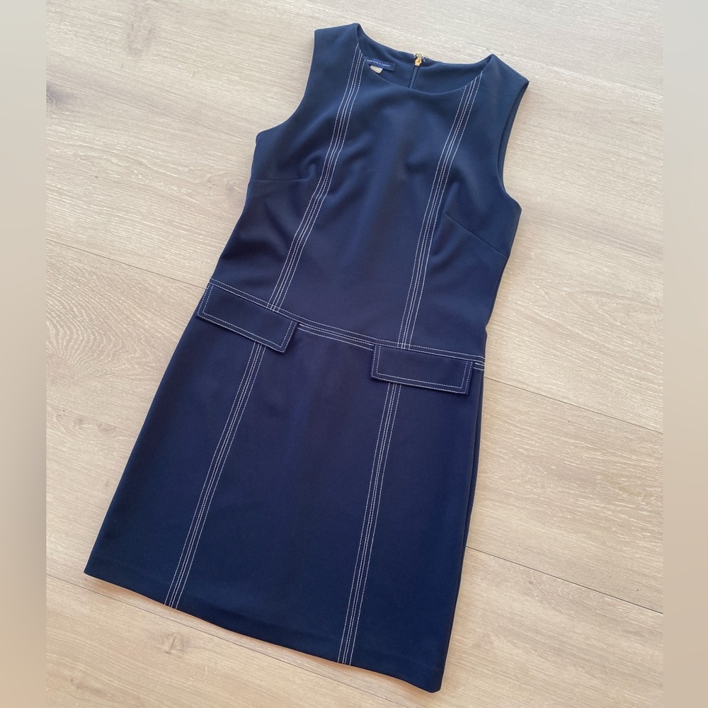 Tommy Hilfiger Stitch Trim Shift Dress Size Navy Blue